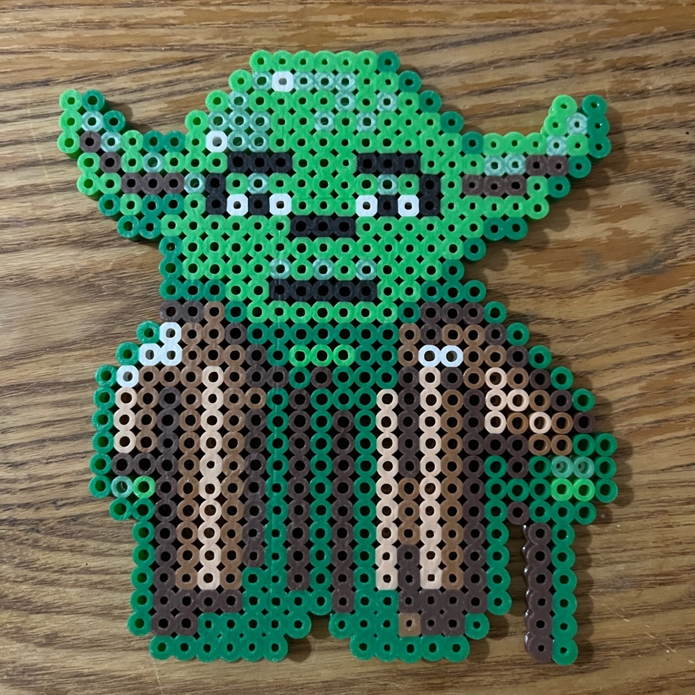Handmade Star Wars YODA Perler Bead Art Pixel Art - Coaster or Display